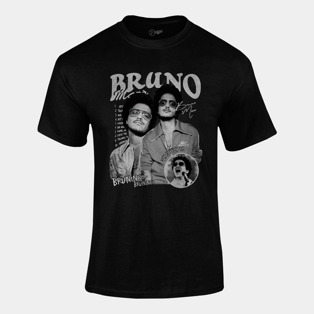Camiseta Algodão Unissex - Bruno Mars Bruninho - Graphic Tee Tshirt Casual Versátil Alta Qualidade