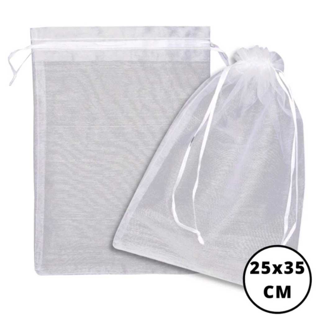 20 Unidades Saco Branco Organza Saquinho 25x35 Atacado Promoção em Oferta na Shopee