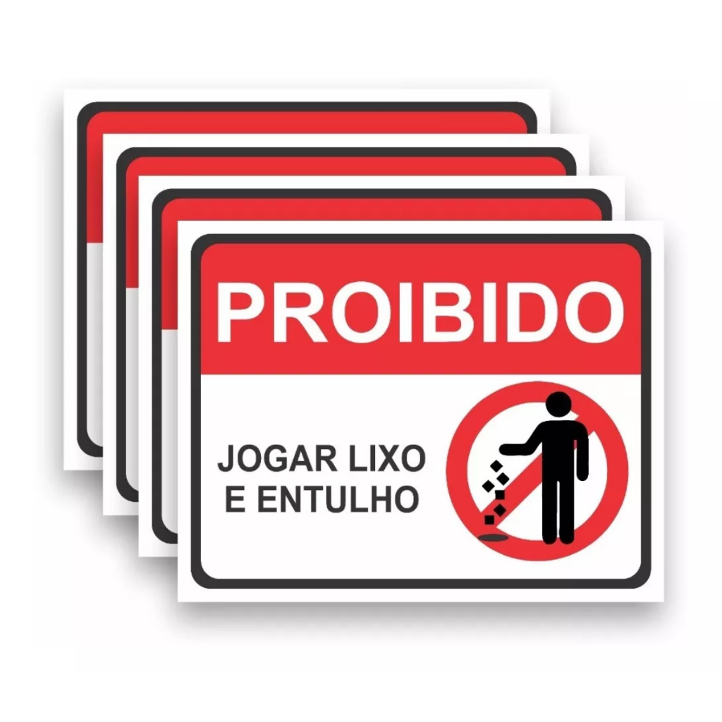 Placa De Advertência Sinalização Proibido Jogar Lixo Entulho Aviso em PVC Resistente a sol e Chuva