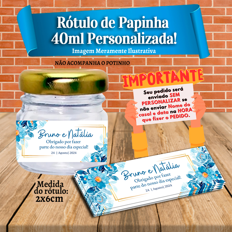 Rótulos adesivos para Papinhas 40ml 40g casamento Marsala - Floral Borboletas Lilás e Rosa- Vermelho -Azul - Flamingo