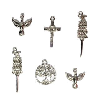 Kit 6 Pingentes Entidade Orixás - Oxalá Prata para guias, pulseiras, colares, artesanatos | Umbanda Candomblé em Oferta na Shopee