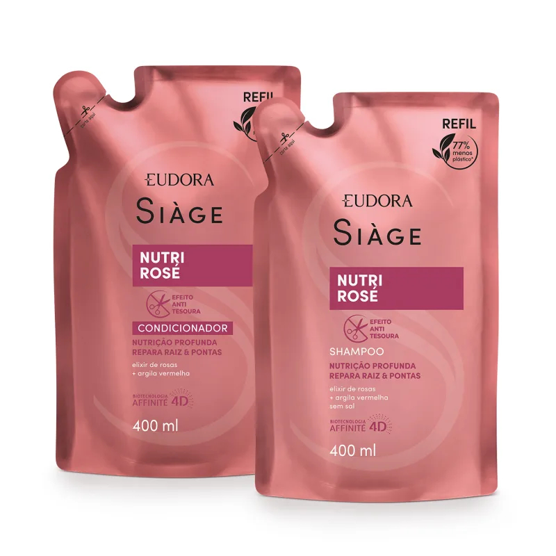 Combo Refil Siàge Nutri Rosé: Shampoo 400ml + Condicionador 400ml em Oferta na Shopee