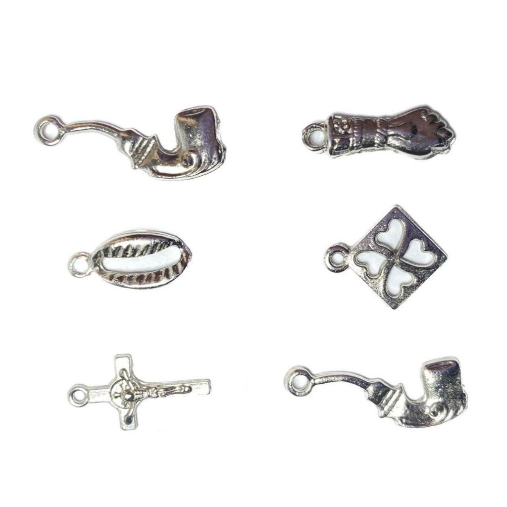 Kit 6 Pingentes Entidade Orixás - Preto velho Prata para guias, pulseiras, colares, artesanatos | Umbanda Candomblé em Oferta na Shopee