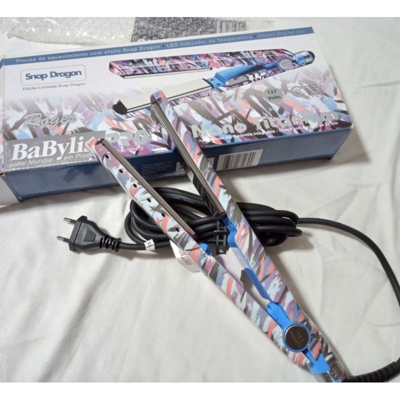 CHAPINHA/PRANCHA BABYLISS PRO  PROFISSIONAL ORIGINAL NANO TITANIUM 127VOLTS .Placa de aquecimento com efeito Snap Dragon