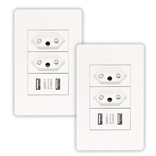 Kit 2 Tomada Usb Parede Duo Bivolt Dupla Conjunto Carregador Alimentação em Oferta na Shopee