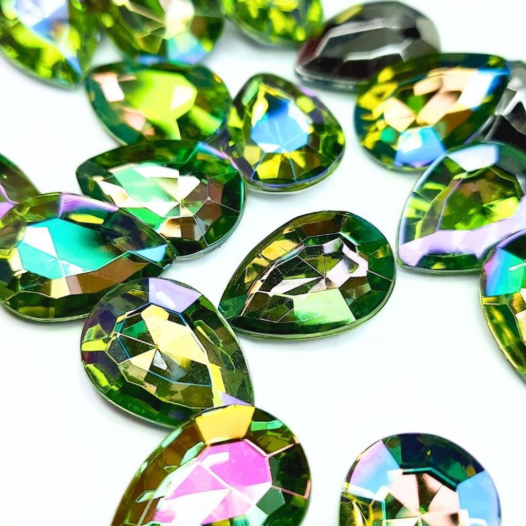 Chaton Gota 13x18mm - Verde Claro Ab - Base Irregular em Oferta na Shopee