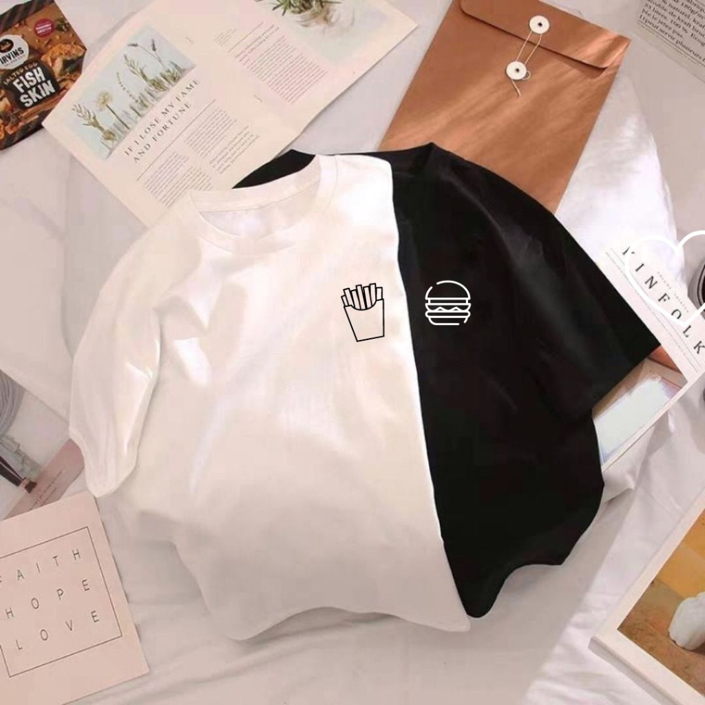 Kit 2 Camisetas Casal Namorados Fast Food Batata Frita Hambúrguer