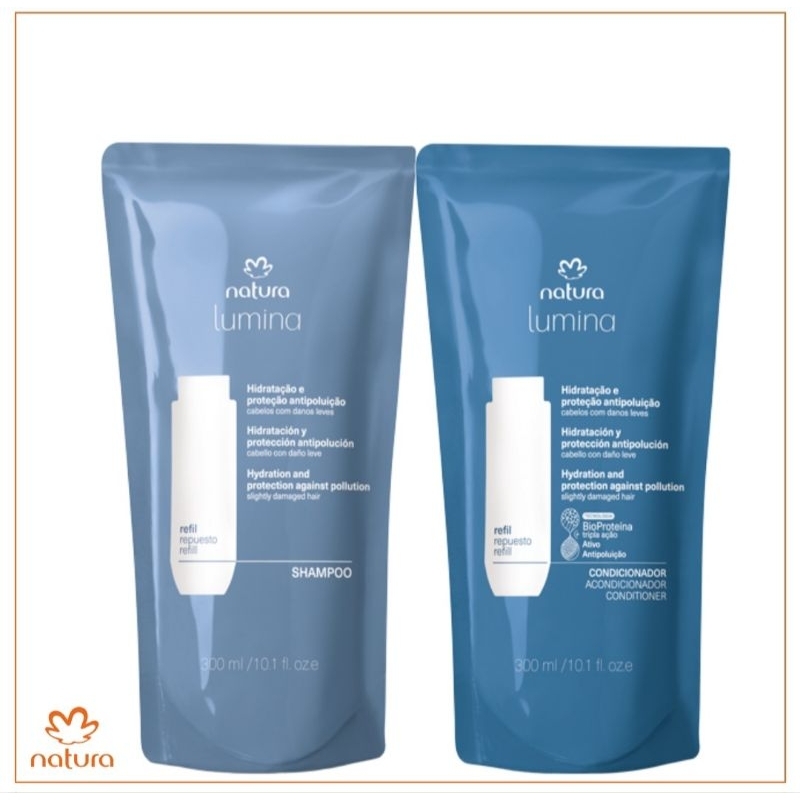 Kit Natura Lumina Shampoo + Condicionador Hidratação e Proteção Antipoluição 300ml Refil em Oferta na Shopee