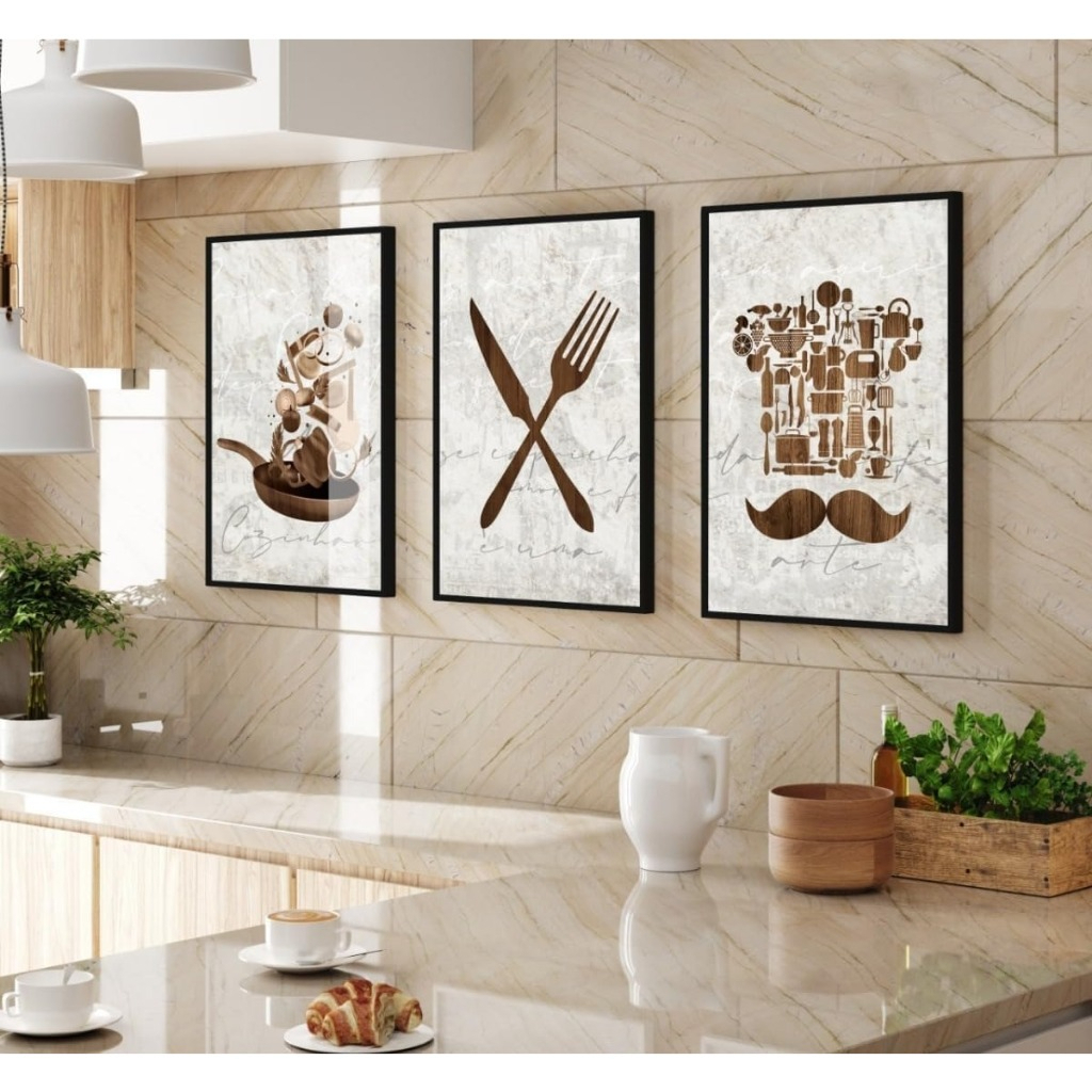 Kit Quadro Placa Decorativo Talheres Cozinha