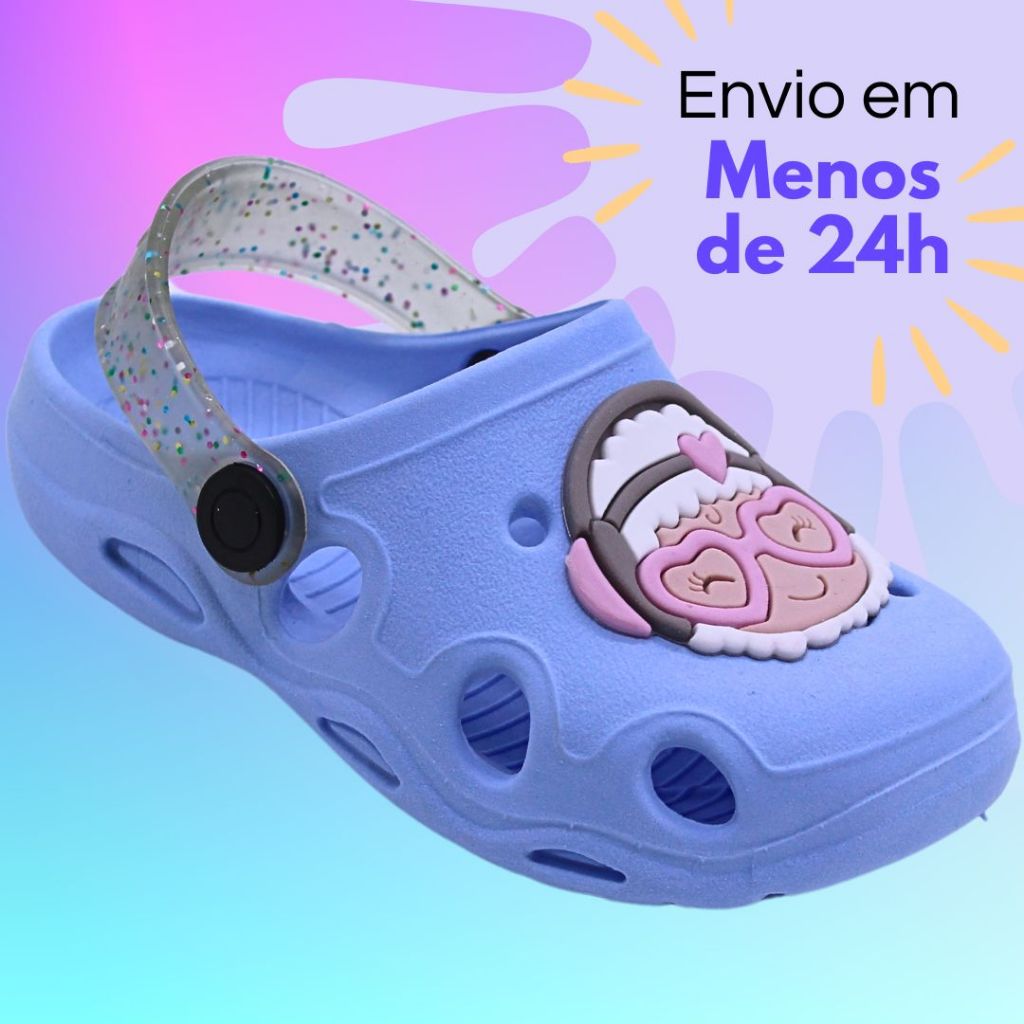 Chinelo Infantil Babuche Infantil Sandália infantil Menina Papete Azul Bebê