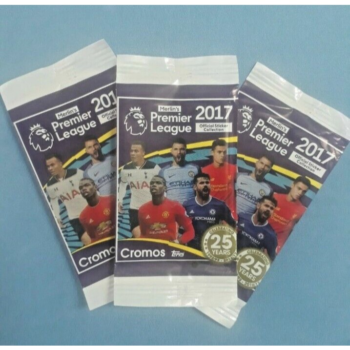 03 Pacotinhos Pack envelope de figurinhas da Premier League 2017 Merlins Topps Lacrado