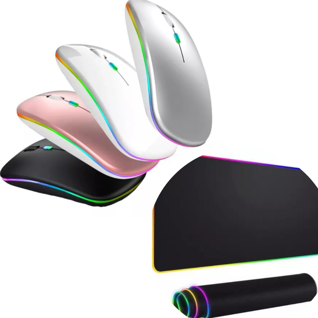 KIT Mouse Sem Fio recarregável  +  Mouse Pad Gamer Extra Grande  Antiderrante e Antissuor