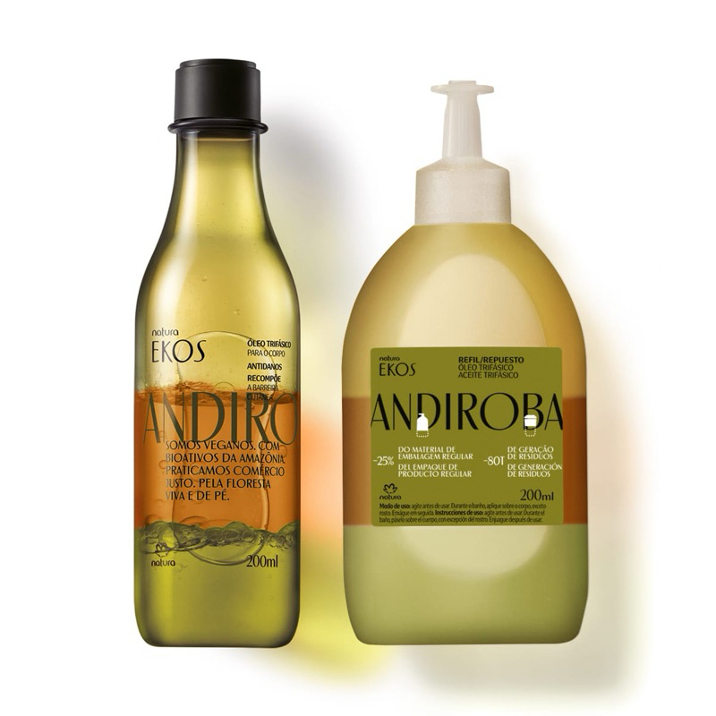 Kit Óleo Trifásico Desodorante Corporal Ekos Andiroba com Refil 2 un de 200 ml
