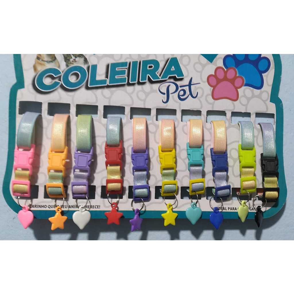 Coleiras de gato com pingente  cartela com 10 unidades
