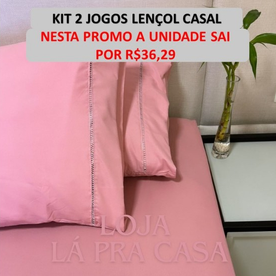 Kit 2 Jogo de Lençol Casal 400 Fios Roupa de Cama Casal Em Micropercal Ponto Palito