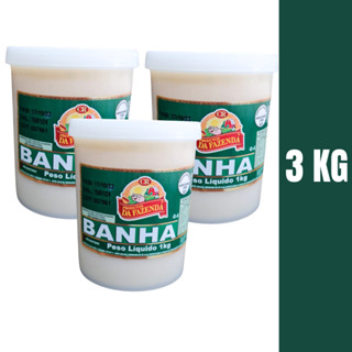 Banha Natural Suína Gordura de Porco Kit 3 Kg DA FAZENDA em Oferta na Shopee