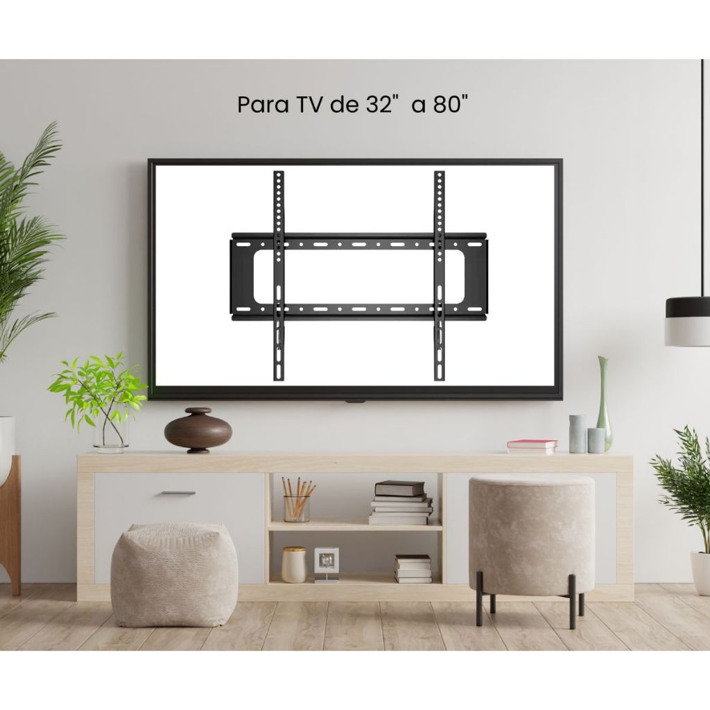 Suporte para TV Smart LG, Samsung, Philips, TLC, AOC de 30" 32" 40" 42" 50" 55" 65" 75" 80" Polegadas Fixo Parede Painel