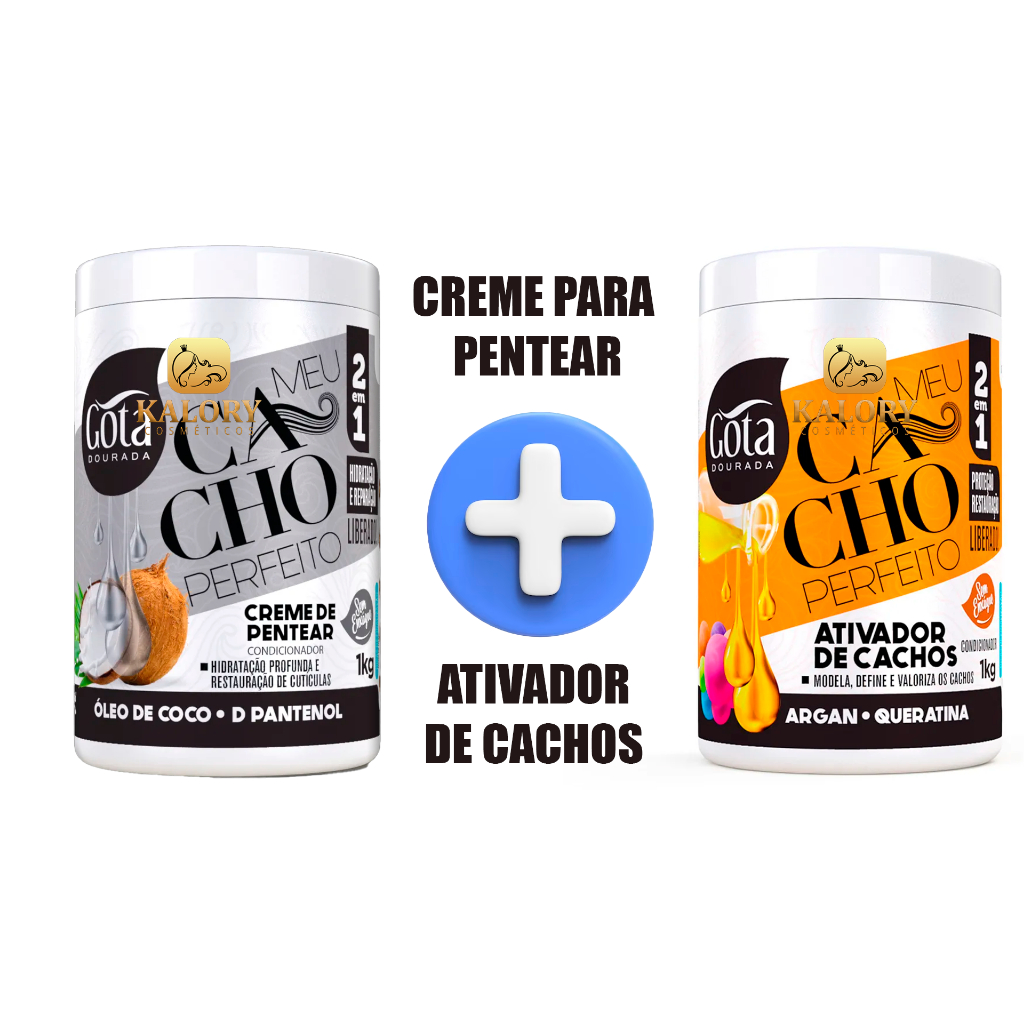 Kit Creme Para Pentear e Ativador Com Hidratação e Restauração de Cutículas Meu Cacho Perfeito 1kg