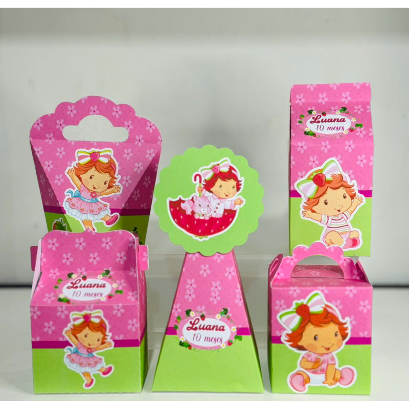Personalizados moranguinho baby (PEGUE E MONTE) - kit festa - lembrancinha - aniversario - caixinhas personalizadas