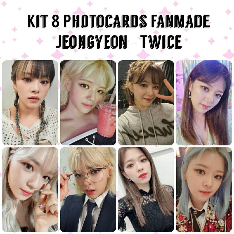 Kit 8 Photocards Fanmade Jeongyeon Twice - Kpop - Frente e Verso - Plastificado