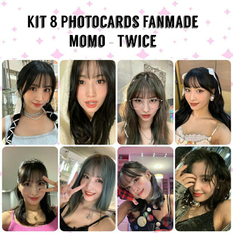 Kit 8 Photocards Fanmade Momo Twice - Kpop - Frente e Verso - Plastificado