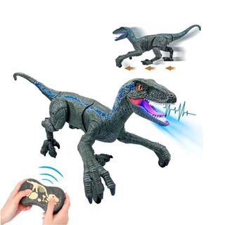 Dinossauro Rex Velociraptor Controle Remoto Recarregavel Pilha Com Luz  E Som