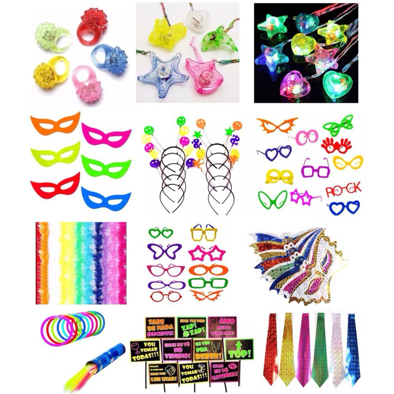 Kit adereços para festa balada neon 145 itens casamento 15 anos formatura eventos em geral