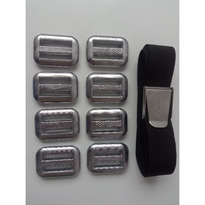 8 lastros de mergulho 500 gramas mais cinto de naylon fivela inox não enferruja