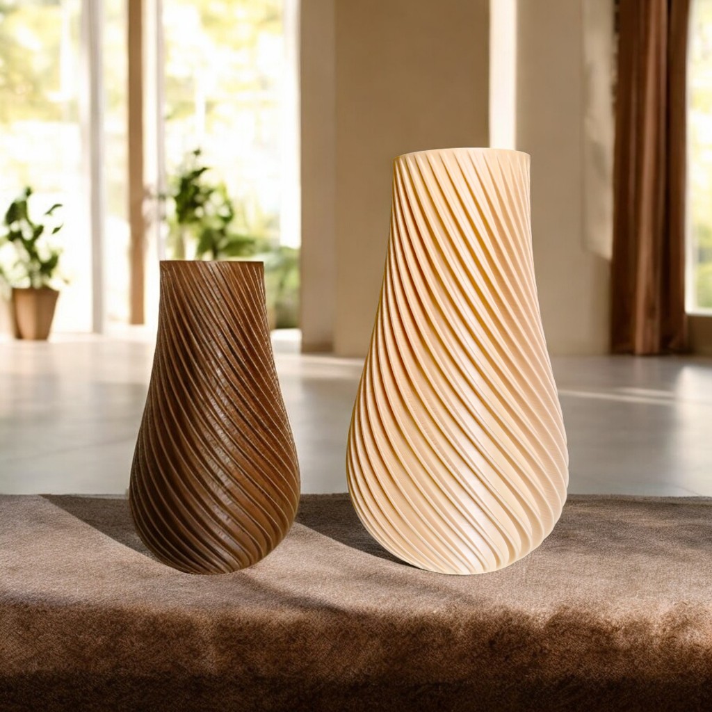 Conjunto Vaso Decorativo Bloom Espiral Cachepot