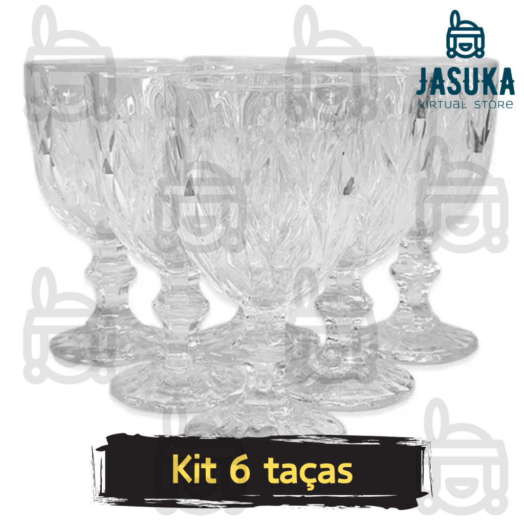 Kit 6 taças de Vidro Alba 320ml Agua Suco Vinho Casa e Bar