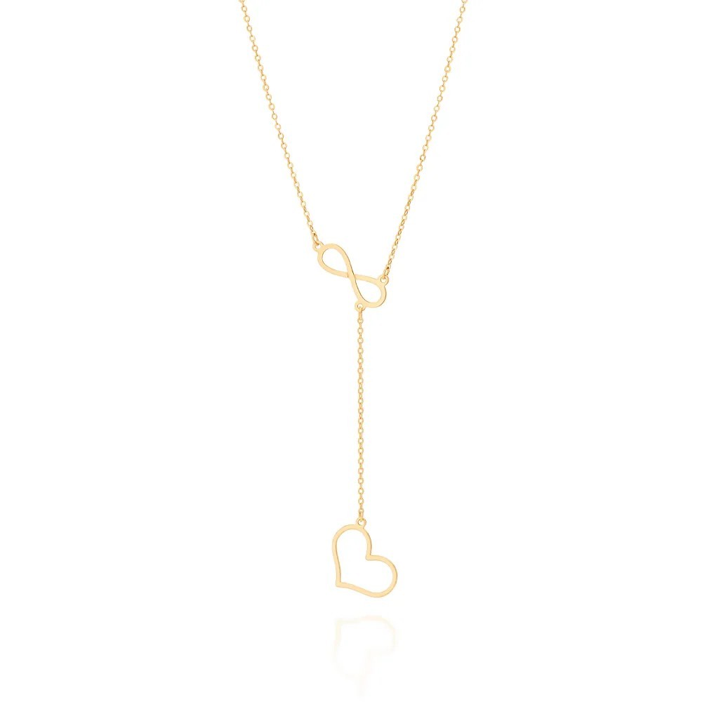 Colar De Ouro 18k Feminino Coração Gravata Simbolo Infinito Rommanel 532068