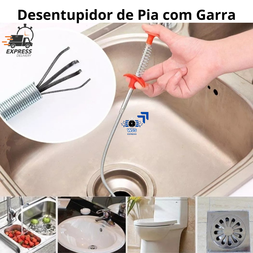 Desentupidor de Ralos multiuso Pia Flexível Com Pegador na Ponta Cozinha 90 CM Para Casa E...