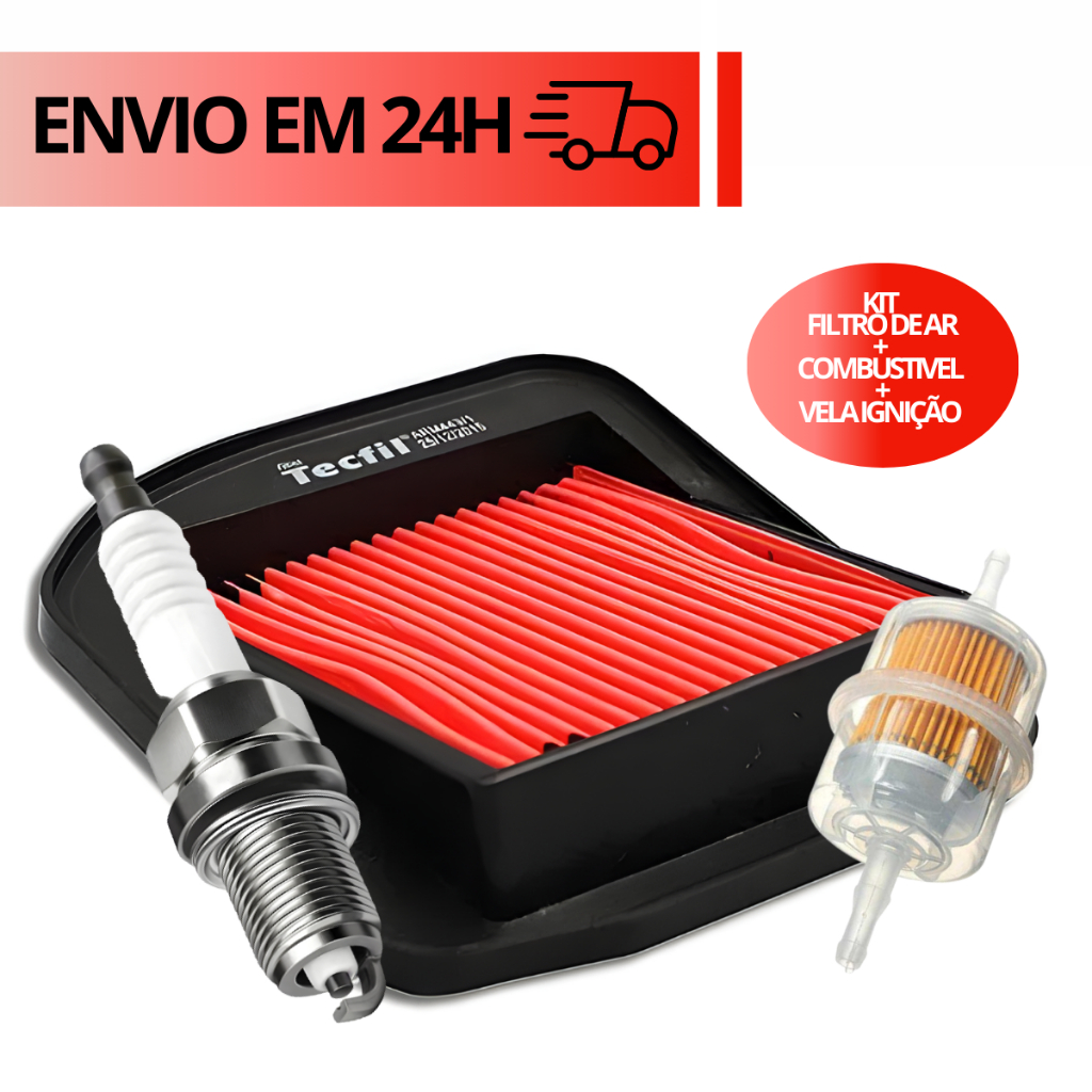 Filtro Ar Elemento Modelo Original + Filtro Combustivel Gasolina + Vela Ignicao DP8EA9 Cg Titan Fan 125 (2000 a 2008) em Oferta na Shopee