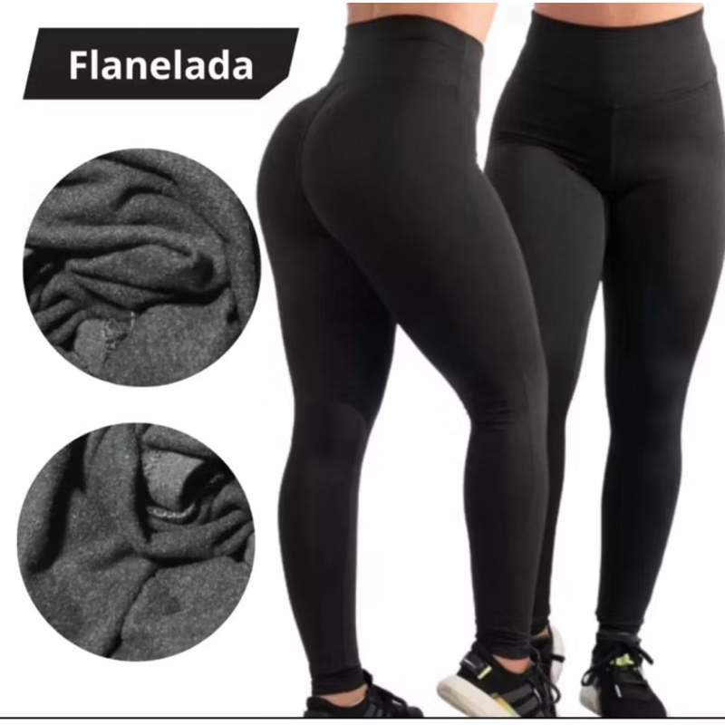 Kit 2 Calça Termica Flanelada Legging Academia Suplex Grossa Modeladora Leg Cintura Alta P...