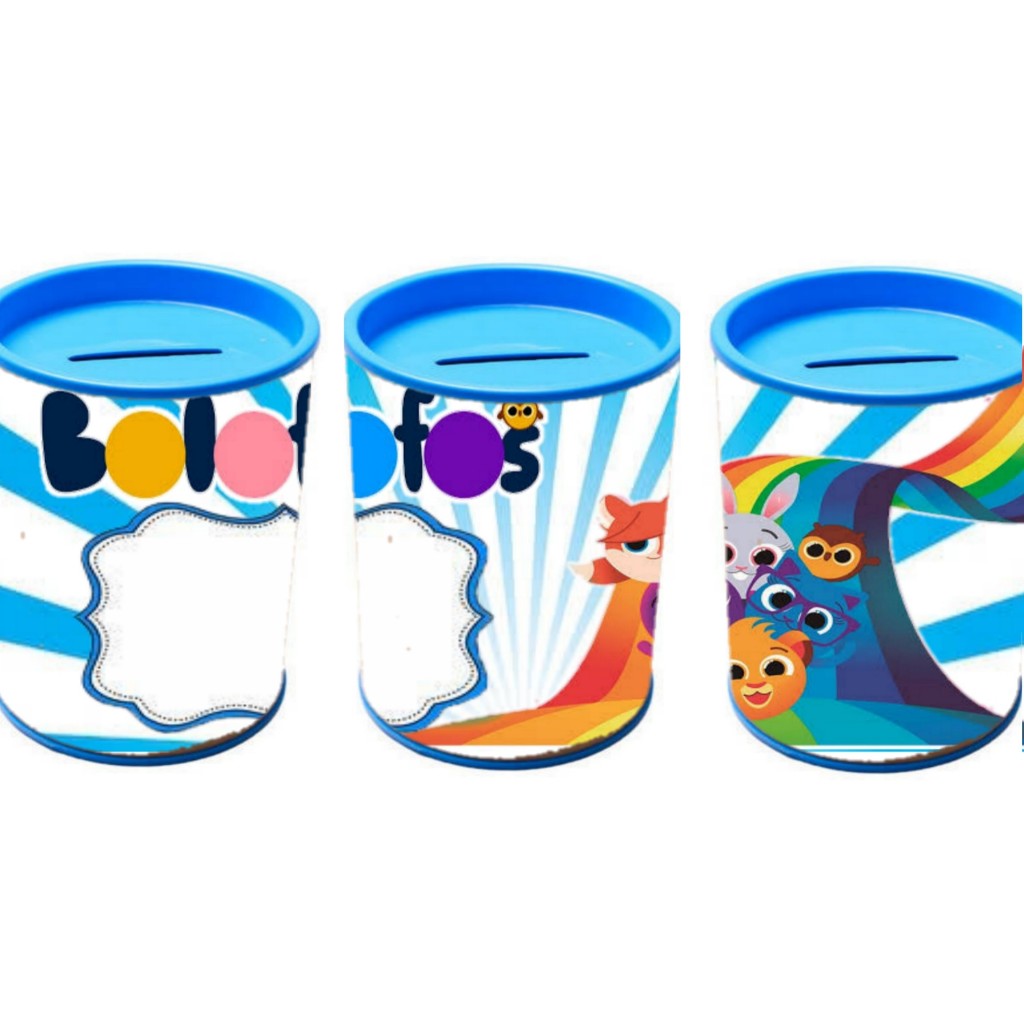 Kit 10/20/30 MINI cofrinhos personalizados lembrancinha aniversário infantil tema BOLOFOFOS MENINO AZUL