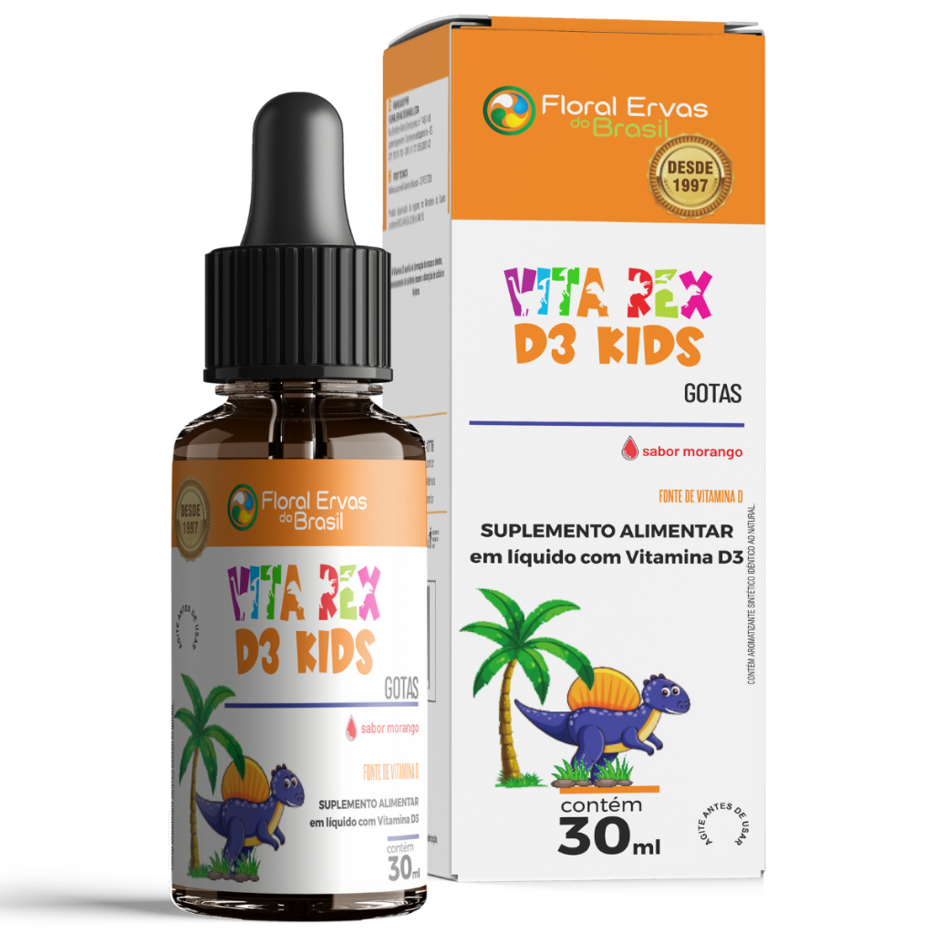 Vitamina D3 Infantil Kids 1500UI Em Gotas Sabor Morango 30ml