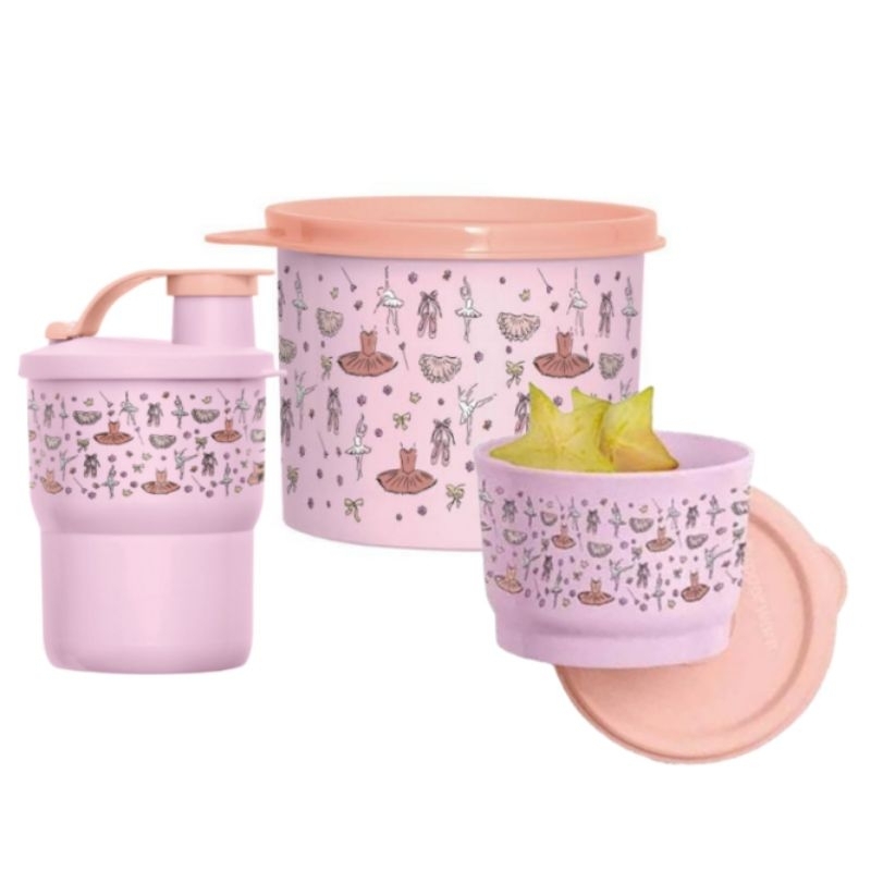 KIT 3 PEÇAS COPO COM BICO 225ML + REDONDINHA 500ML + POTINHO 140ML BAILARINA - TUPPERWARE