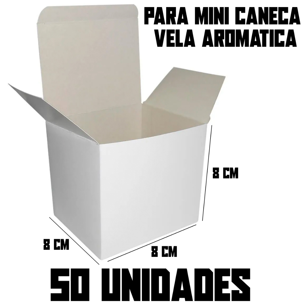 50-25-10 Caixas Caixinhas Embalagem Mini Caneca/Xícara Porcelana/Cerâmica Vela Aromática 8cm x 8cm x 8cm Branco / Kraft