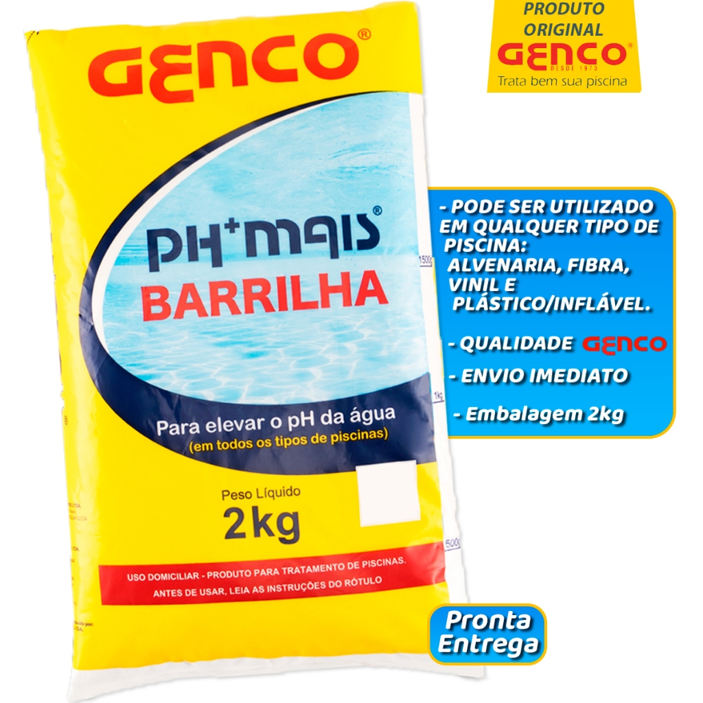 Elevador de Ph Barrilha Leve Genco Ph Mais Granulado Para Piscinas 2kg