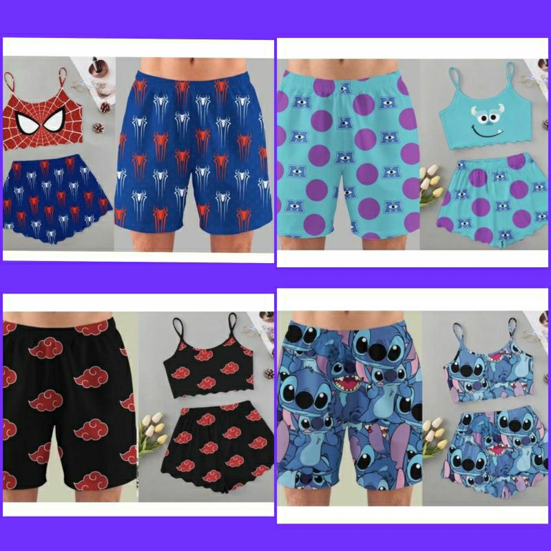 kit casal Pijama Feminino  Cropped Casal ondinha  personalizados - Baby doll - Roupa de Dormir - personalizados sale
