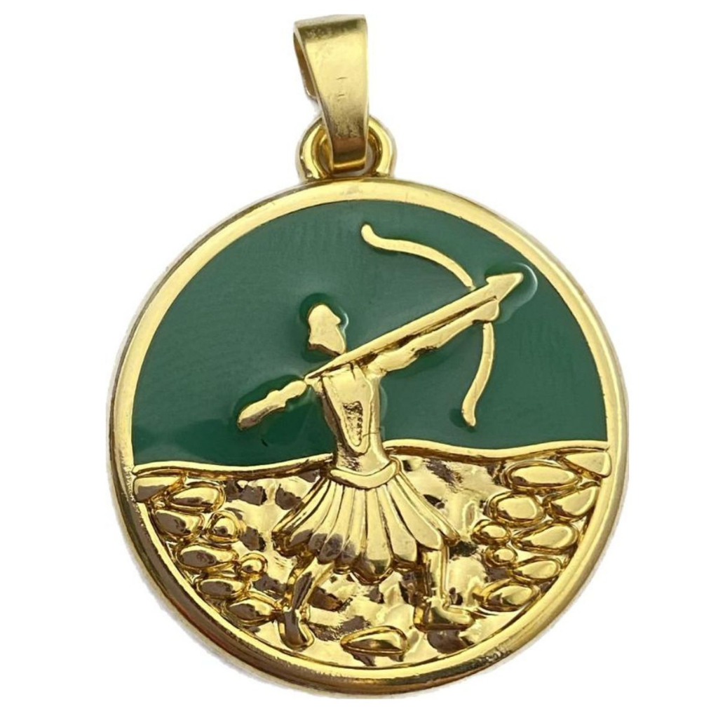 Pingente Oxóssi Orixá Entidade banhado a Ouro 18k Umbanda Candomblé