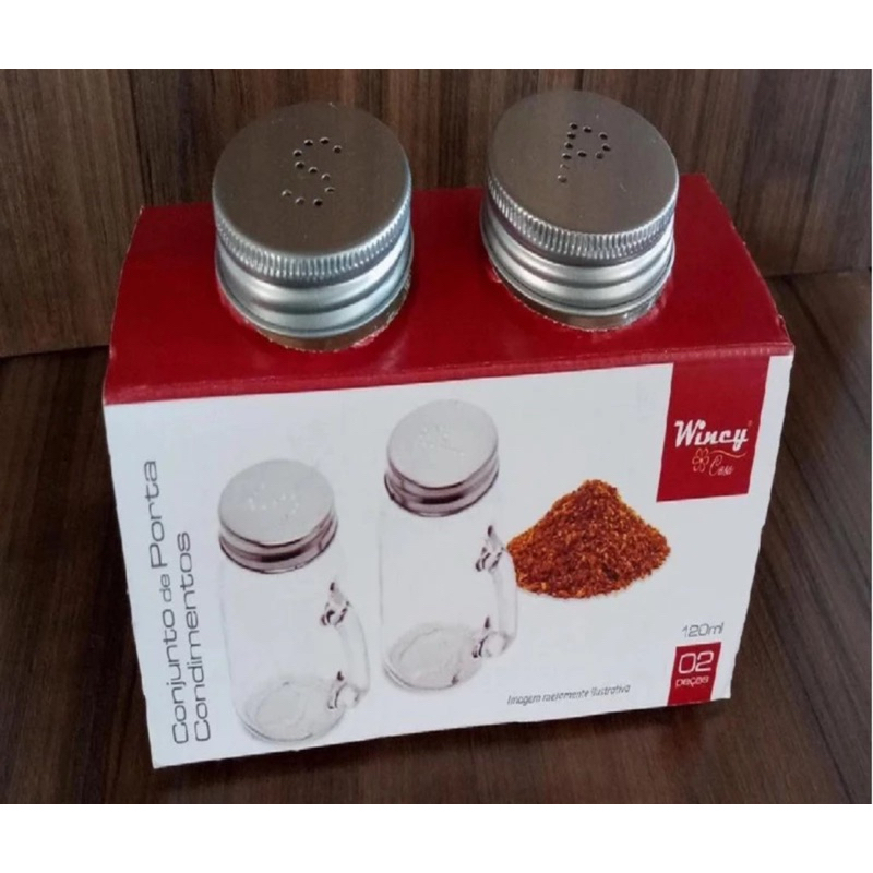 Conjunto de Porta Condimentos Sal e Pimenta Wincy Casa 120ml 2 peças