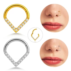 Piercing Argola Gota Titânio Segmento Articulado Zircônia Cravejada | Septril, Rook, Conch, Nariz