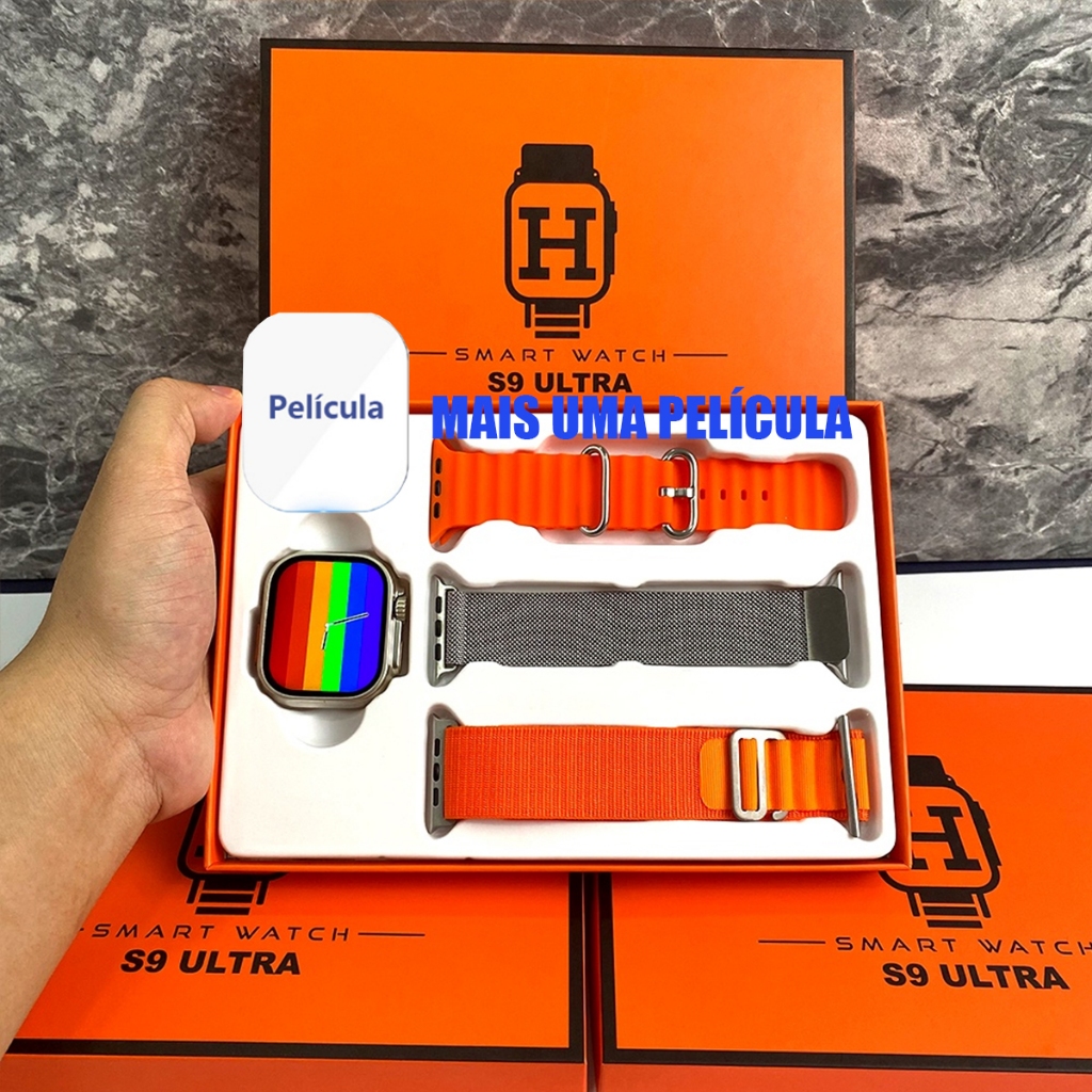 2026 Novo Fashion S9 ULtra 2.21 inches Smart Watch Três Tipos De Pulseiras Esportivas iOS Android