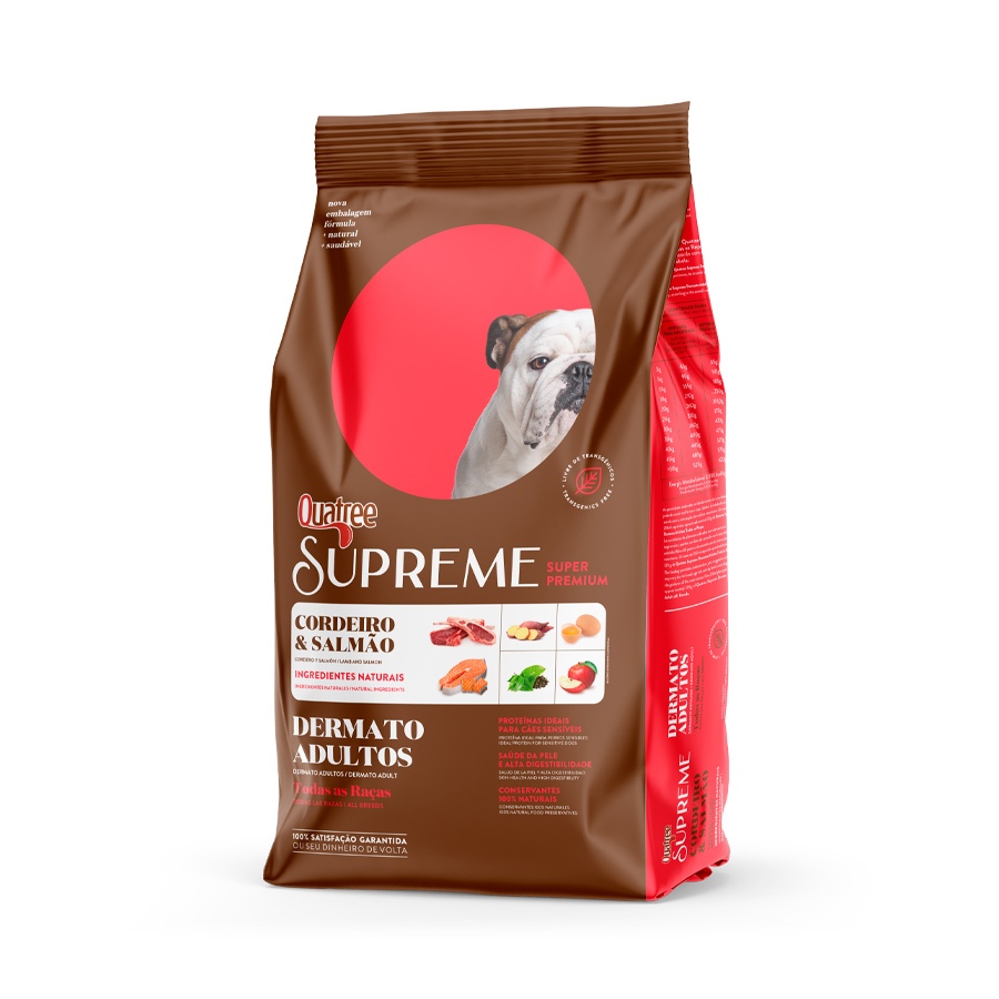 Ração Quatree Supreme DermaSense Para Cães Adultos Sabor Cordeiro e Salmão 15kg