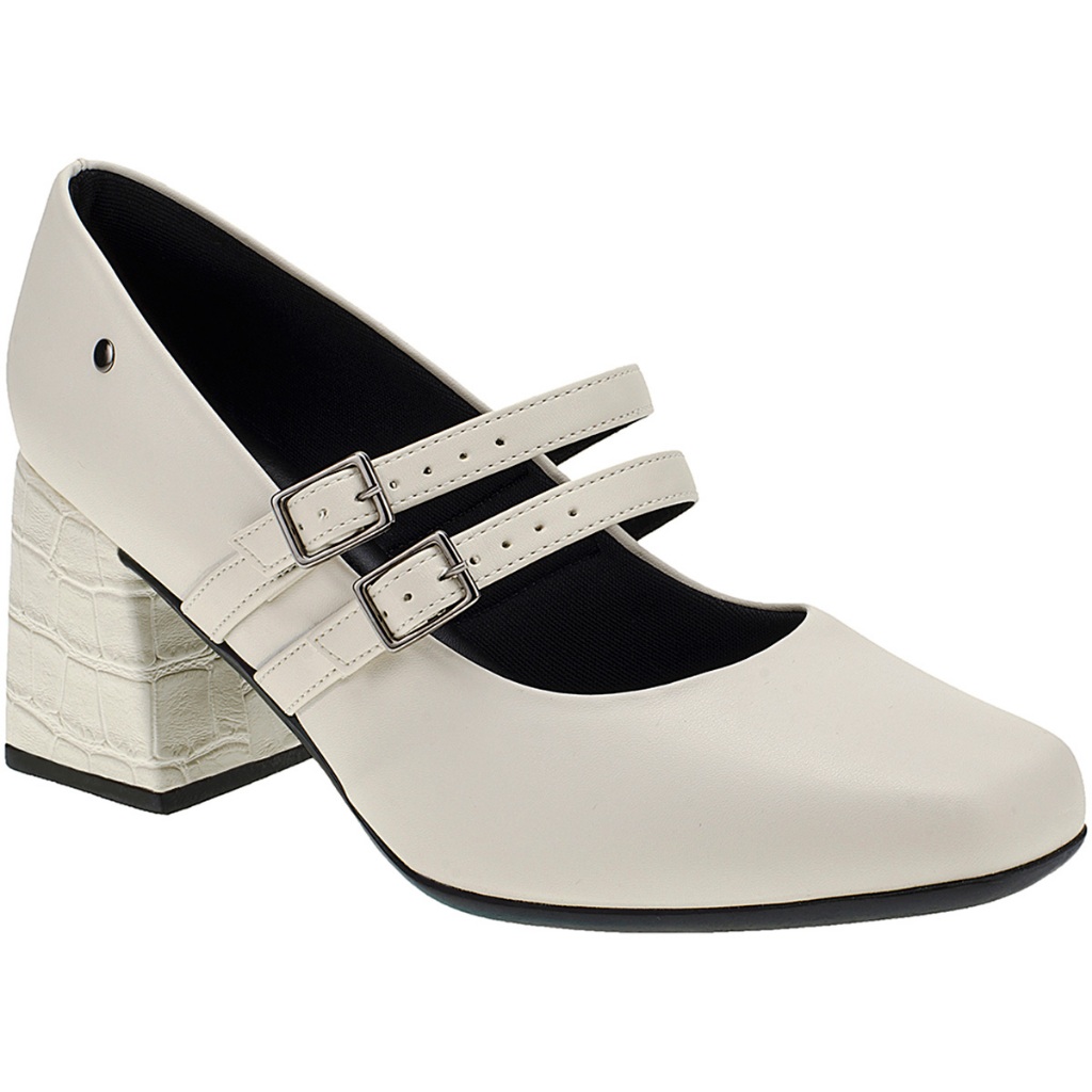 Sapato Boneca Duas Tiras Fivela Salto Quadrado Bloco Croco Scarpin Confortavel 2861 em Oferta na Shopee