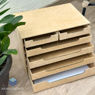 Gaveteiro p/ Folhas Sulfite A4 c/ 6 Gavetas em mdf Material p/ Escritório Suporte  Monitor em Oferta na Shopee