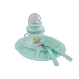 Kit Refeição Infantil Introdução Alimentar Bebê - Prato, Copo/Mamadeira, Colher e Garfo.