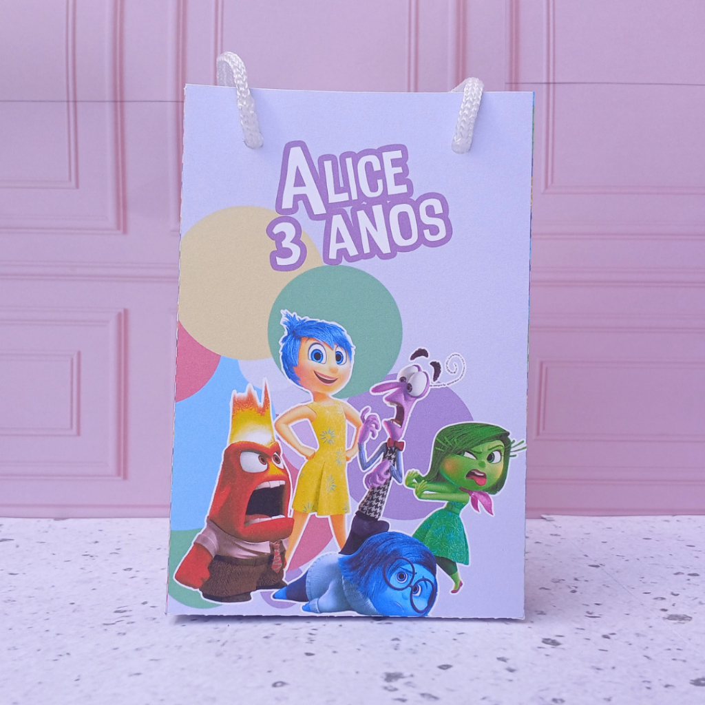 Sacolinha Surpresa Divertidamente Personalizada PEGUE E MONTE - COM ALÇA | Lembrancinhas | Festa infantil | Aniversário
