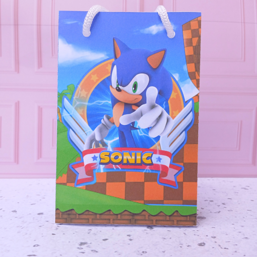 Sacolinha Surpresa Sonic Personalizada PEGUE E MONTE - COM ALÇA | Lembrancinhas | Festa infantil | Aniversário